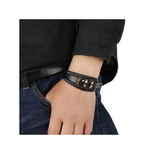 Rugged & Stylish Mens Multilayer Woven PU Leather Bracelet